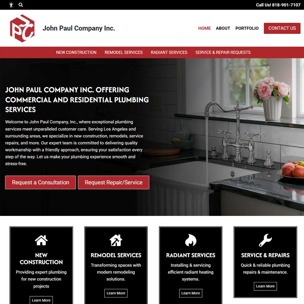 Screen shot of John Paul Company website.