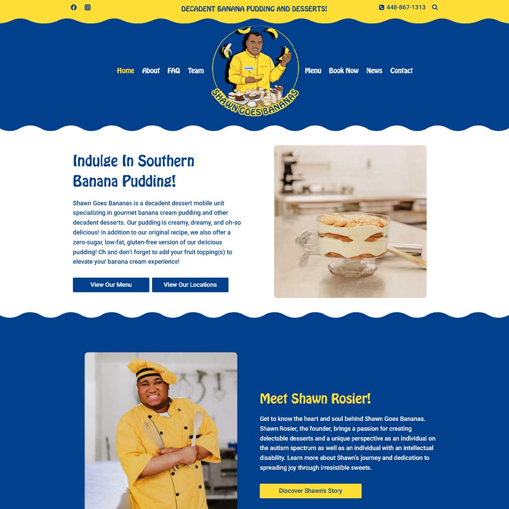 Screenshot of Shawn Goes Bananas website.